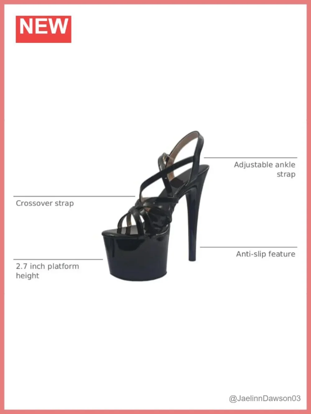 Women's Strappy Platform Heeled Sandals Stiletto 6.7 Inch Faux Leather